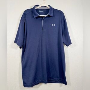 Under Armour Polo Shirt Short Sleeve Collar Navy Blue Golf Business Gear Men XL